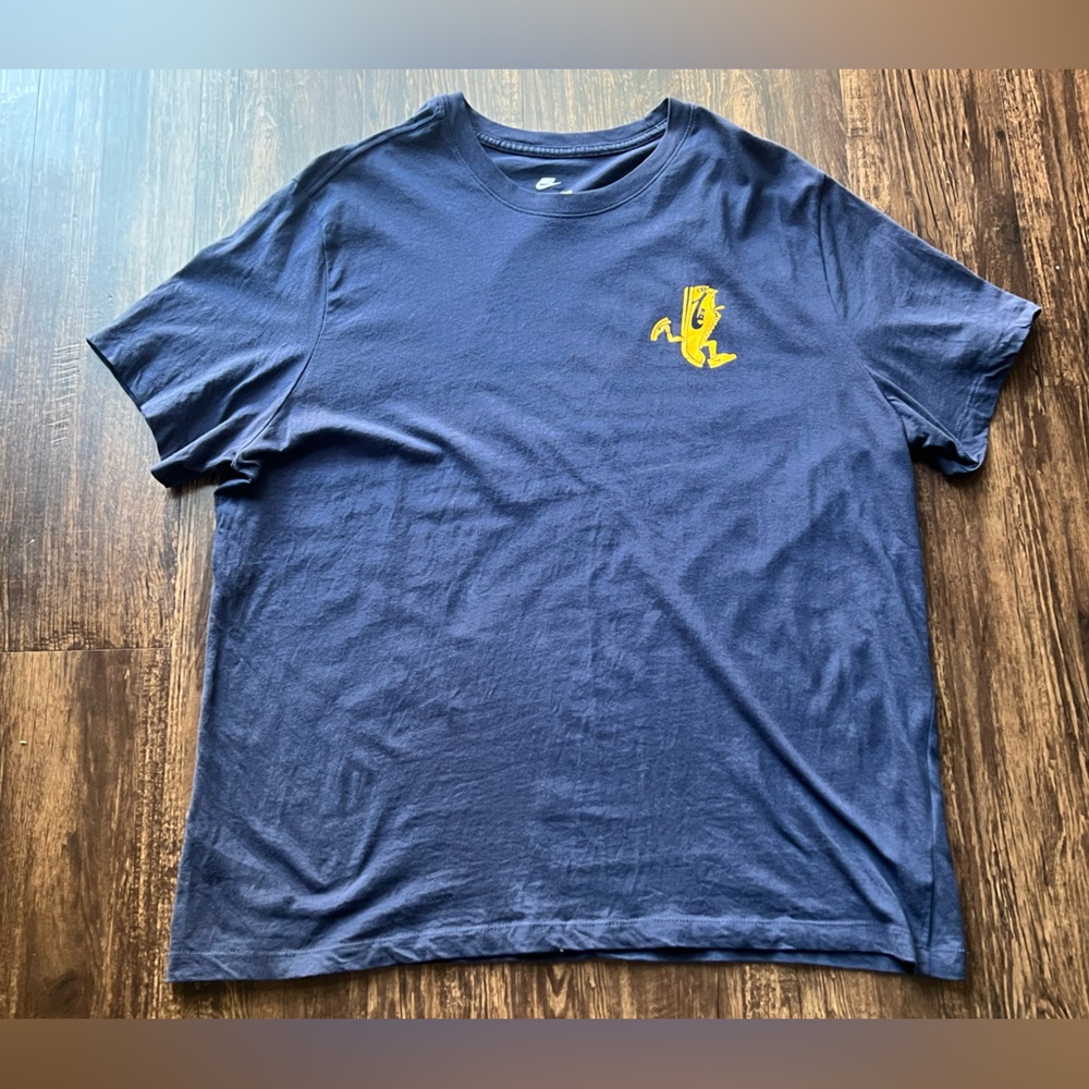 Nike Sportswear Club T-Shirt Mens Size 2XL Blue Yellow Run Shoe Tee HJ0572-451